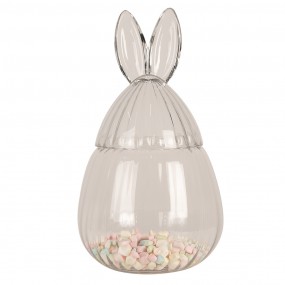 26GL4397 Glass Jar Ø 20x34 cm Transparent Glass Rabbit Oval Jar with Lid
