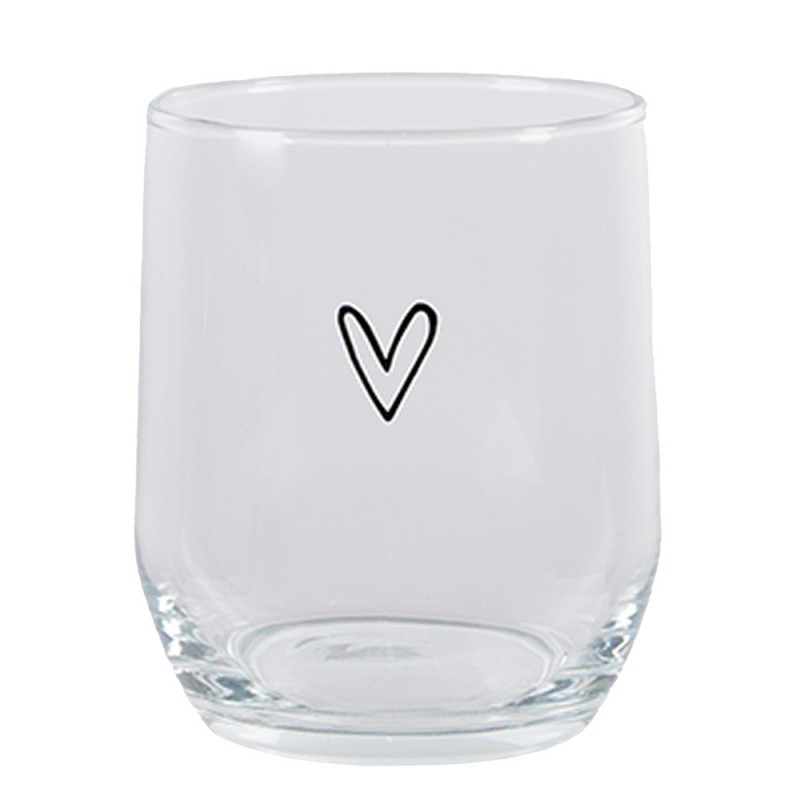 6GL4399 Water Glass Heart 300 ml Transparent Glass Drinking Cup