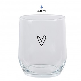 26GL4399 Bicchiere d'acqua Cuore 300 ml Trasparente Vetro Bicchiere