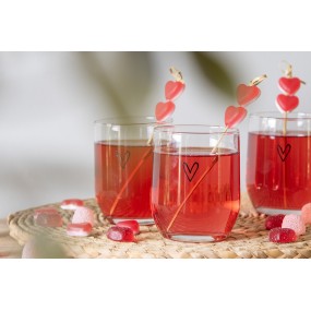 26GL4399 Water Glass Heart 300 ml Transparent Glass Drinking Cup