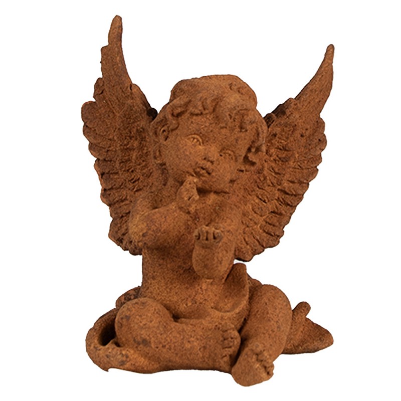 6PR4072 Figurine décorative Ange 11 cm Marron Polyrésine Sculpture religieuse