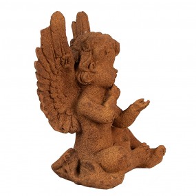26PR4072 Dekorationsfigur Engel 11 cm Braun Polyresin Religiöse Skulptur