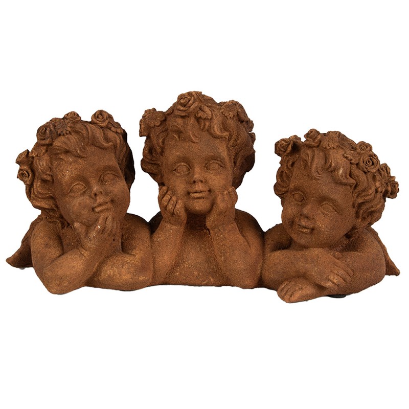 6PR4073 Figurine décorative Ange 26x9x13 cm Marron Polyrésine Sculpture religieuse