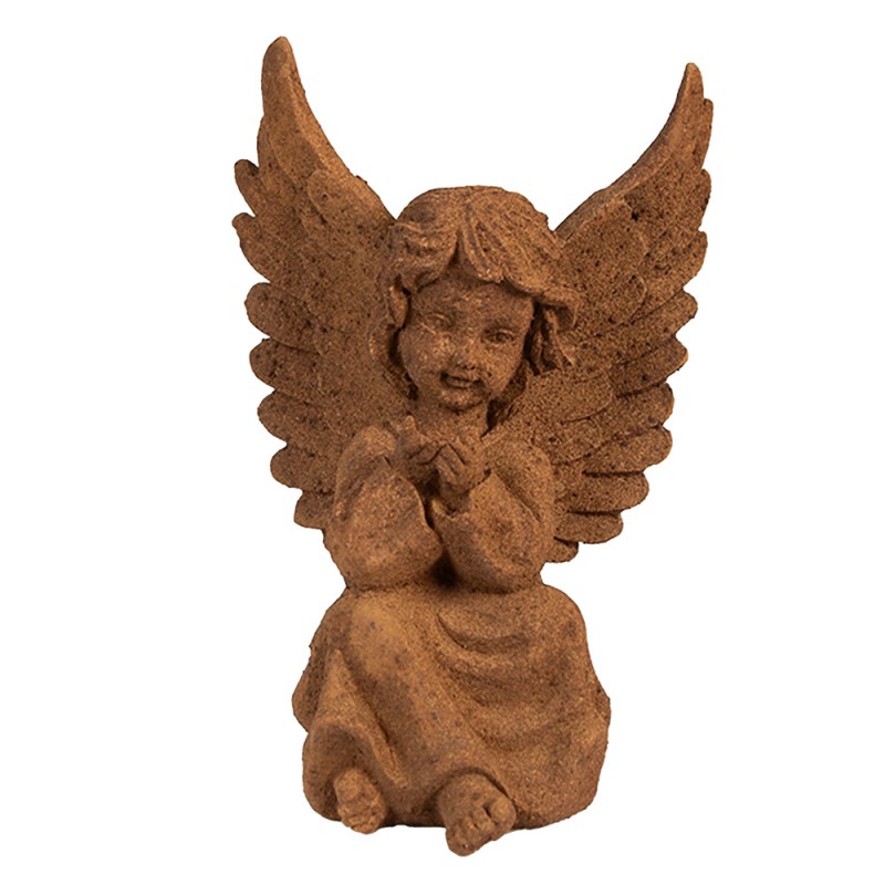 6PR4074 Figurine décorative Ange 15 cm Marron Polyrésine Sculpture religieuse