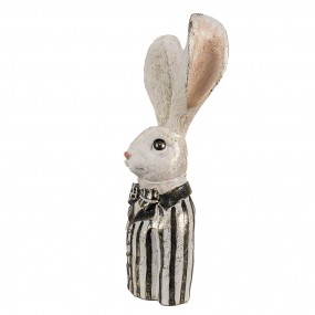 26PR4090 Figurine Lapin 42 cm Blanc Noir Polyrésine Décoration de Pâques