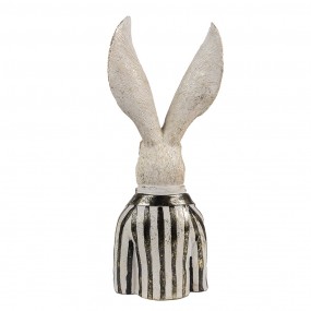 26PR4090 Figurine Lapin 42 cm Blanc Noir Polyrésine Décoration de Pâques