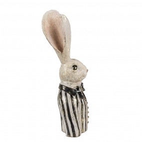 26PR4090 Figurine Lapin 42 cm Blanc Noir Polyrésine Décoration de Pâques