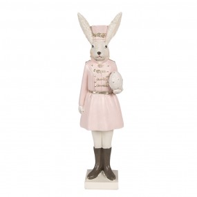 26PR4130 Figur Kaninchen 23 cm Beige Rosa Polyresin Osterdekoration