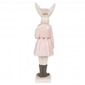 26PR4130 Statuetta Coniglio 23 cm Beige Rosa  Poliresina Decorazione di Pasqua