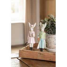 26PR4130 Figurine Rabbit 23 cm Beige Pink Polyresin Easter Decoration