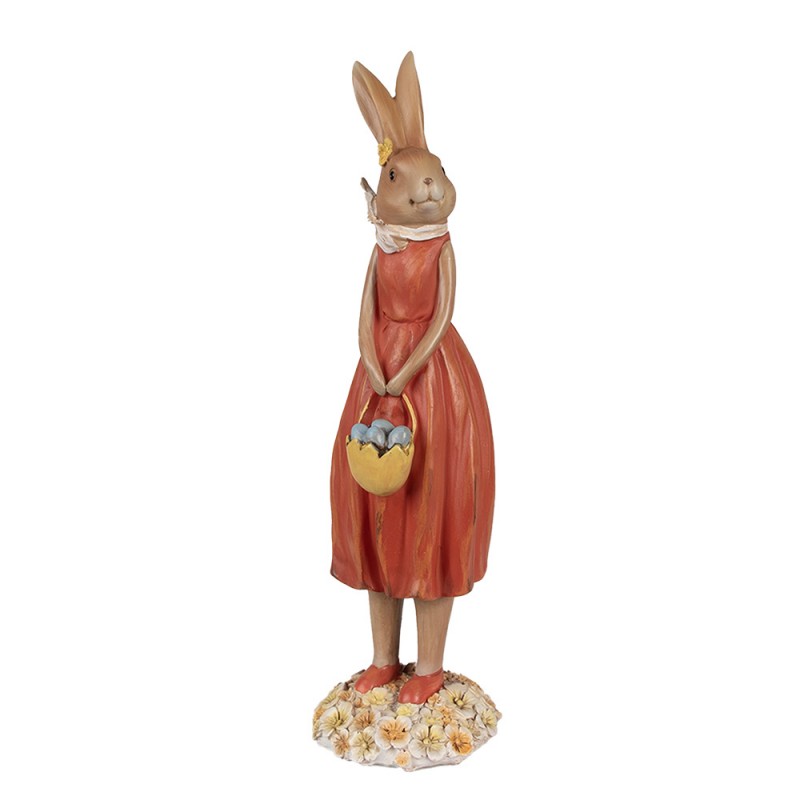 6PR5036 Statuetta Coniglio 33 cm Marrone Poliresina Decorazione di Pasqua