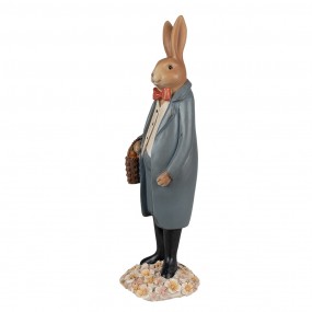 26PR5037 Figurine Lapin 34 cm Marron Bleu Polyrésine Décoration de Pâques