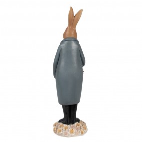 26PR5037 Figurine Lapin 34 cm Marron Bleu Polyrésine Décoration de Pâques