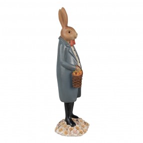 26PR5037 Figurine Lapin 34 cm Marron Bleu Polyrésine Décoration de Pâques