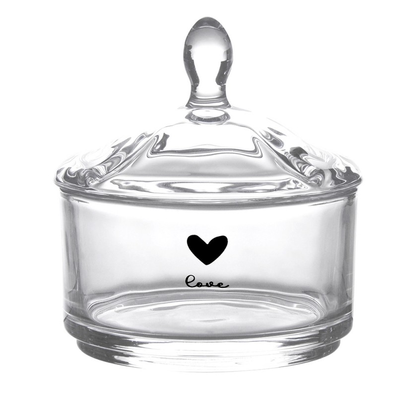 LBSGL0004 Glass Jar Ø 9x9 cm Glass Heart Round Jar