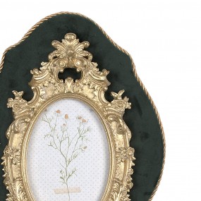 22F1089 Photo Frame 10x15 cm Green Gold colored Plastic Glass Oval Picture Frame