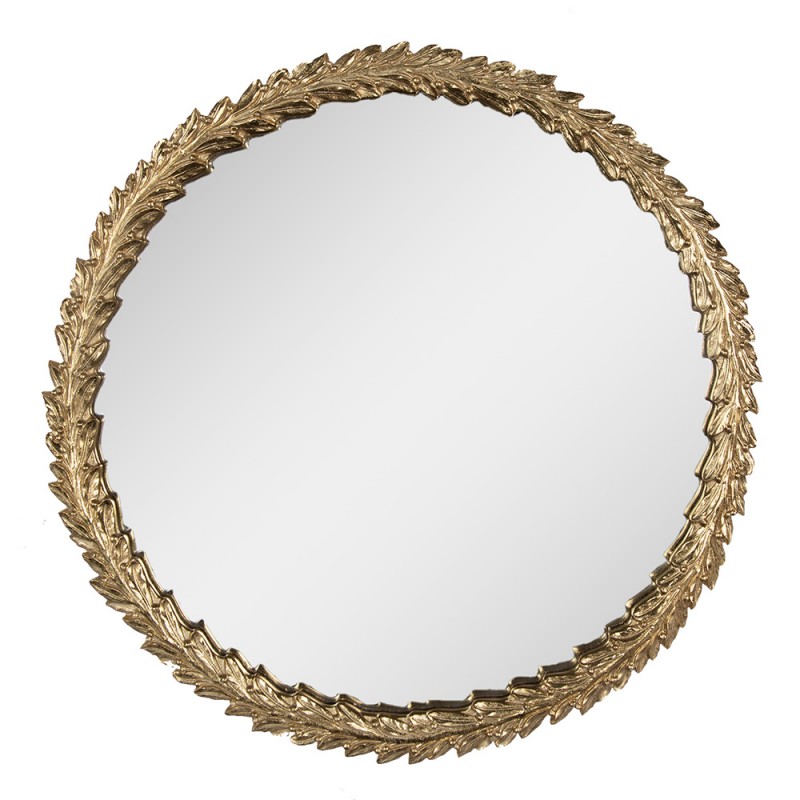 62S290 Mirror Ø 43 cm Gold colored Plastic Glass Round Wall Mirror