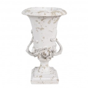 26PR5058 Blumentopf Ø 19x28 cm Weiß Beige Polyresin Dekoration Vase