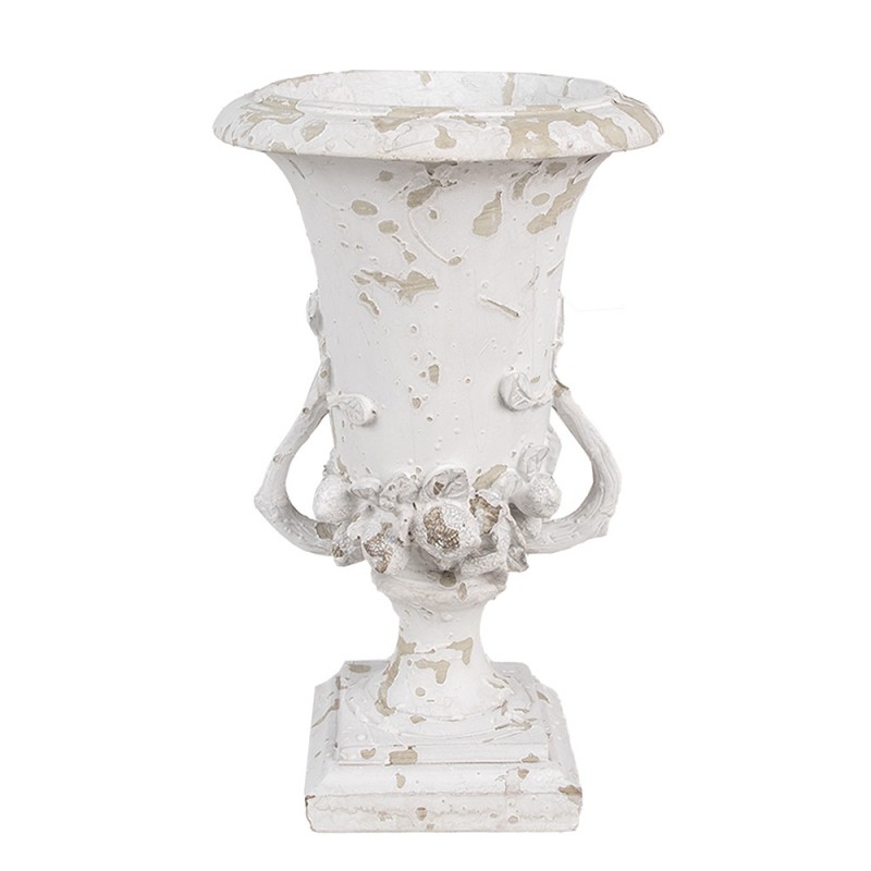 6PR5058 Blumentopf Ø 19x28 cm Weiß Beige Polyresin Dekoration Vase