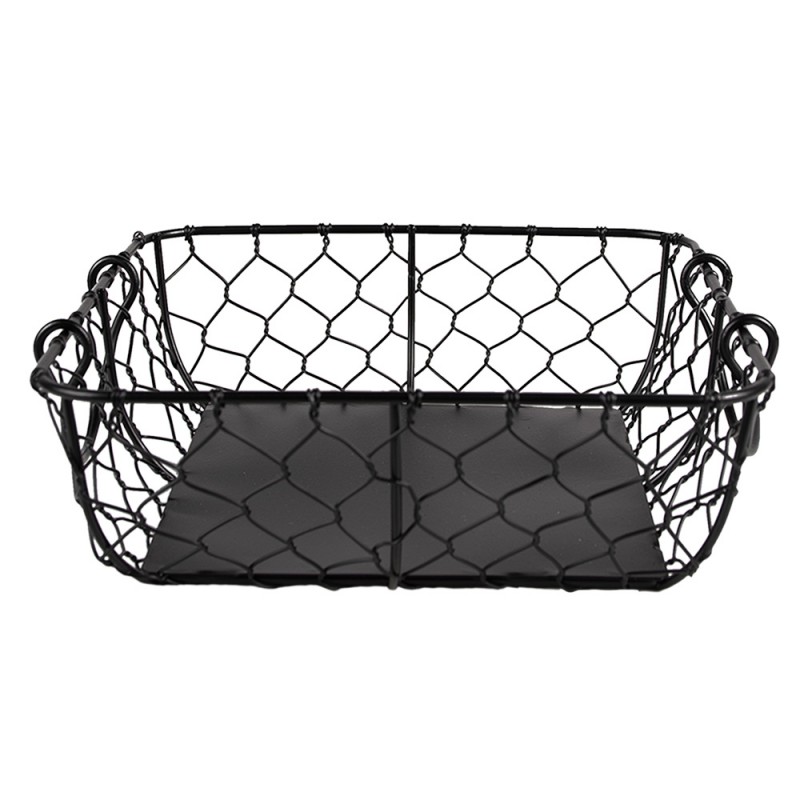 6Y5479 Storage Basket 23x23x7 cm Black Iron Rectangle Kitchen Baskets