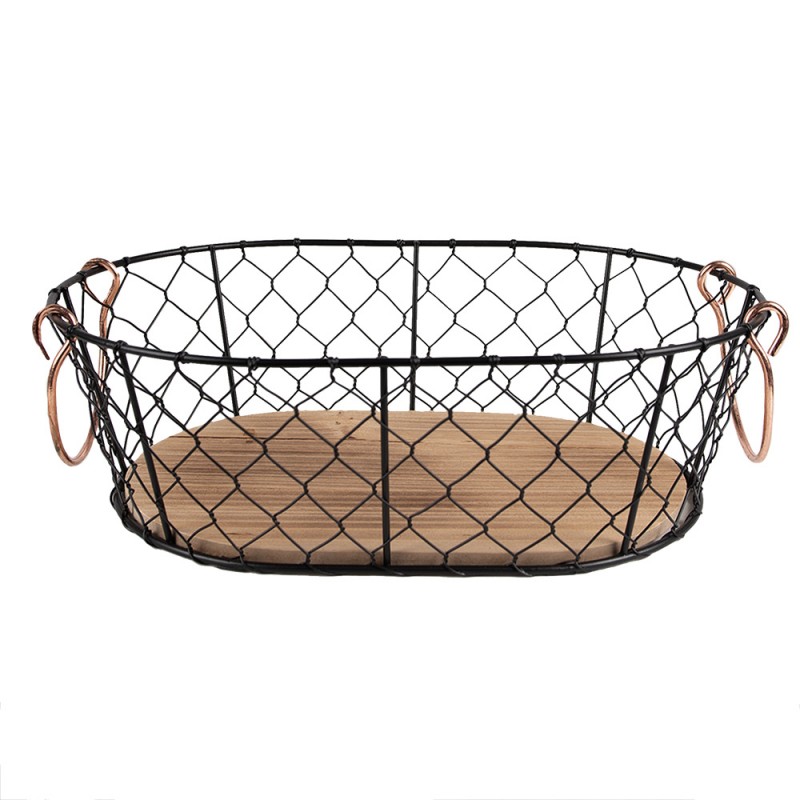 6Y5480 Storage Basket 33x23x10 cm Black Iron Oval Kitchen Baskets