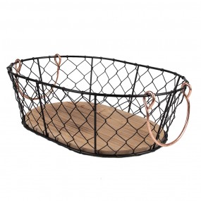 26Y5480 Storage Basket 33x23x10 cm Black Iron Oval Kitchen Baskets