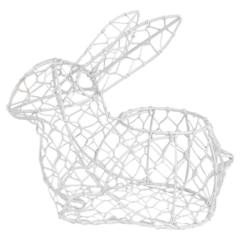 6Y5481M Eierkorb Kaninchen 22 cm Weiß Eisen Küchenkörbe