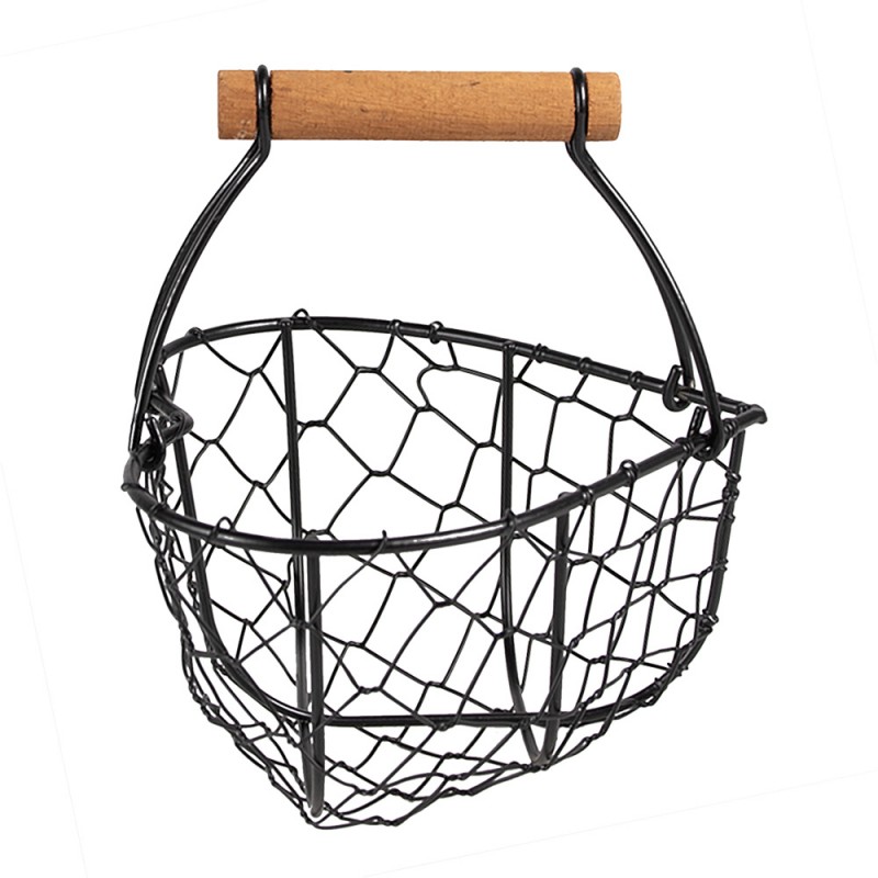 6Y5485 Storage Basket 17x17x19 cm Black Iron Heart-Shaped Kitchen Baskets