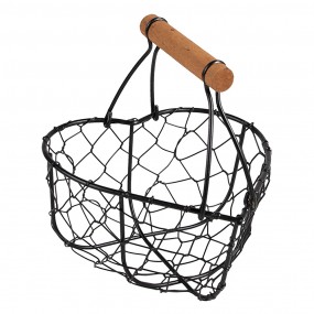 26Y5485 Storage Basket 17x17x19 cm Black Iron Heart-Shaped Kitchen Baskets