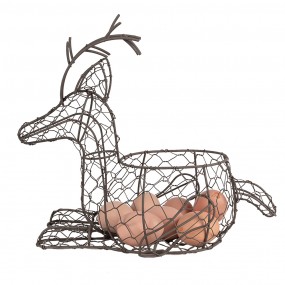 26Y5486 Basket Reindeer 27 cm Brown Iron Egg Basket