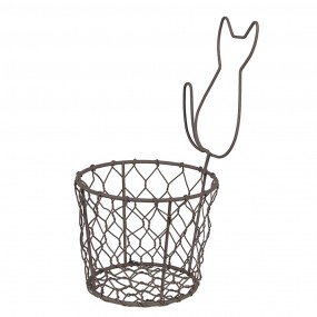 26Y5487 Storage Basket Ø 13x25 cm Brown Iron Cat Round Basket