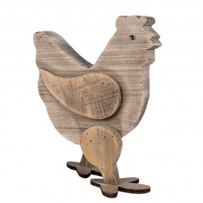 26H2321 Decorative Figurine Chicken 28 cm Brown Wood