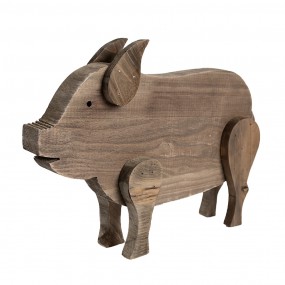 26H2322 Decorative Figurine Pig 42x9x28 cm Brown Wood