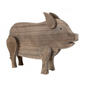26H2322 Decorative Figurine Pig 42x9x28 cm Brown Wood