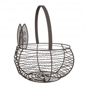 26Y5528 Storage Basket Ø 20x12 cm Brown Iron Rabbit Round Kitchen Baskets
