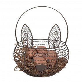 26Y5528 Storage Basket Ø 20x12 cm Brown Iron Rabbit Round Kitchen Baskets