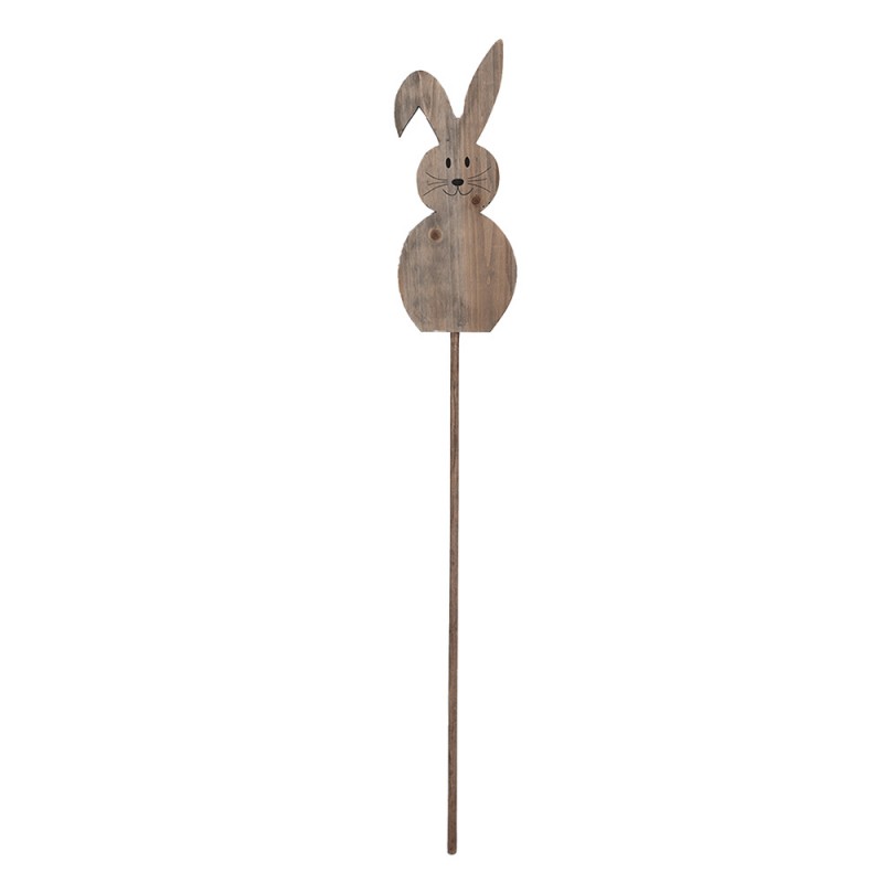 5H0683 Garden Stake Rabbit 100 cm Brown Wood Garden Stick