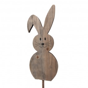 25H0683 Garden Stake Rabbit 100 cm Brown Wood Garden Stick