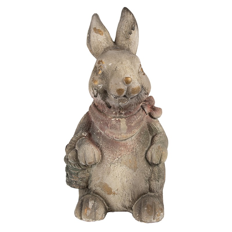 6MG0034 Statuetta decorativa Coniglio 41 cm Grigio Marrone Materiale ceramico