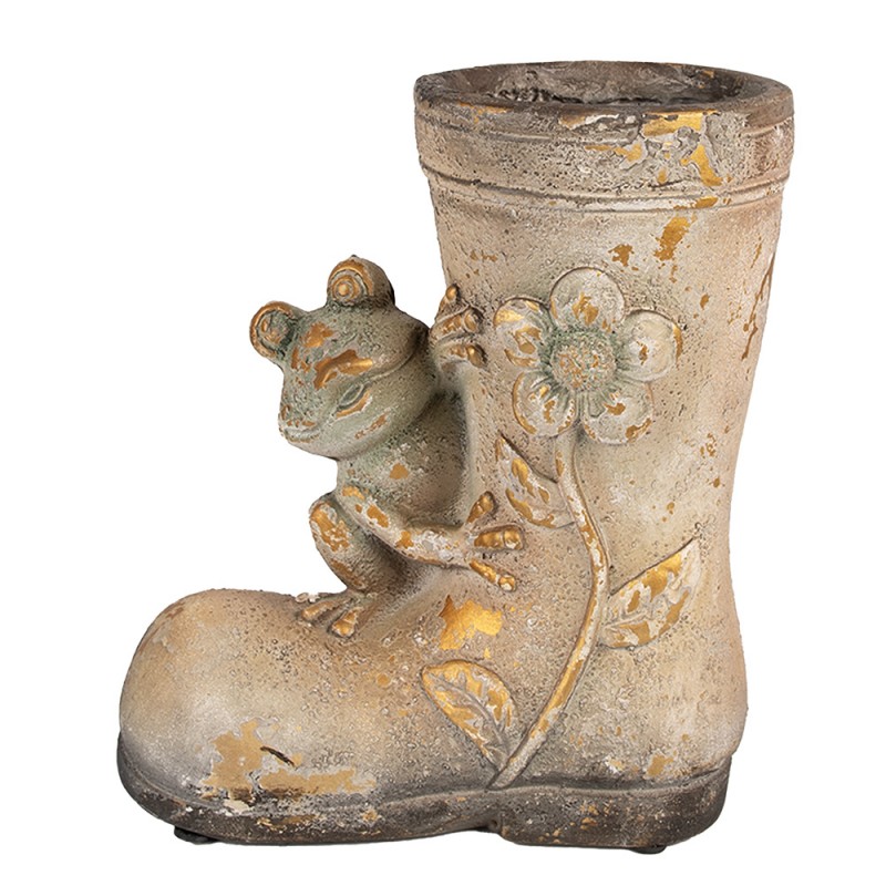 6MG0036 Planter Boots 30 cm Brown Ceramic material Frog Decorative Figurine