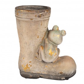 26MG0036 Planter Boots 30 cm Brown Ceramic material Frog Decorative Figurine