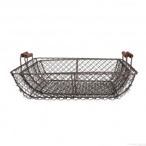 26Y5543 Storage Basket Set of 2 40x34x14 / 36x30x13 cm Brown Iron Rectangle Kitchen Baskets