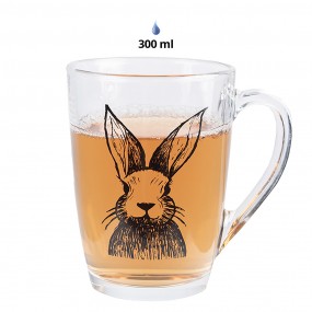2RAEGL0002 Tea Glass 300 ml Transparent Glass Rabbit Tea Mug