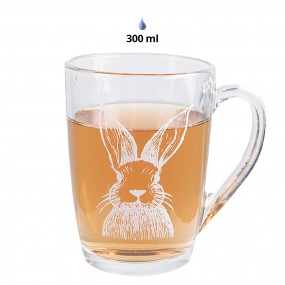 2RAEGL0006 Tea Glass 300 ml Transparent Glass Rabbit Tea Mug