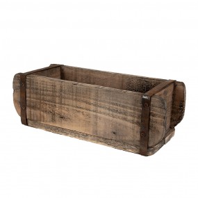 26H2310 Storage Chest 30x12x10 cm Brown Wood Iron Rectangle Bowl