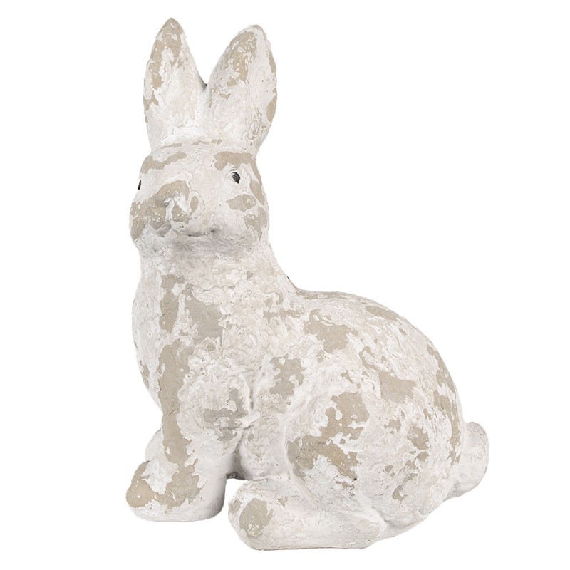 6MG0044 Figurine décorative Lapin 25x19x39 cm Blanc Beige Matériau céramique Décoration de Pâques