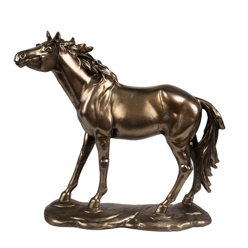 6PR4080 Statuetta decorativa Cavallo 34x10x32 cm Marrone Poliresina
