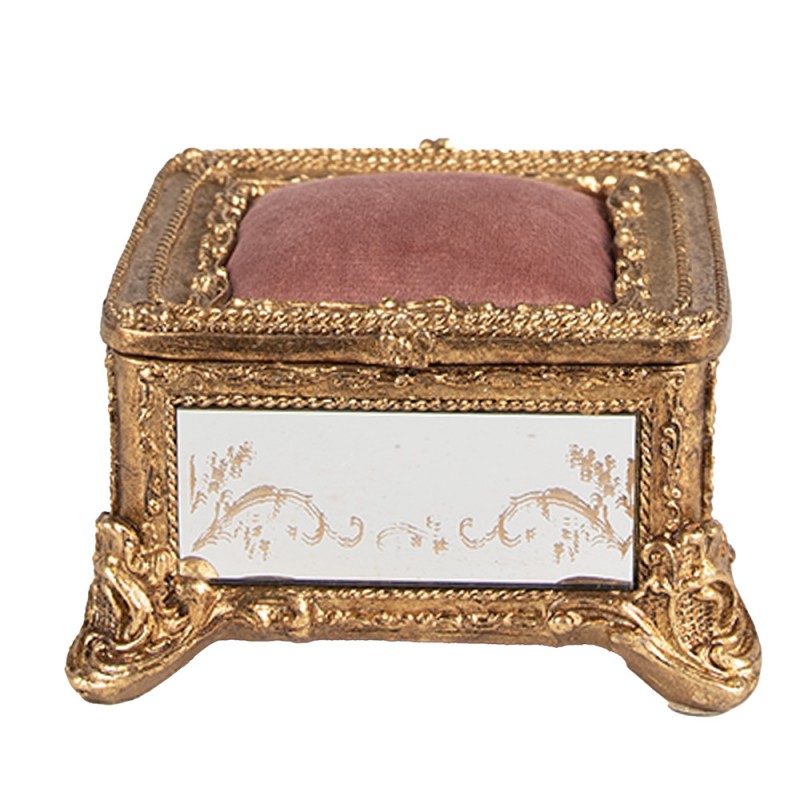 6PR4132 Scatola dei gioielli 12x12x7 cm Color oro Poliresina Quadrato Scatola portagioie