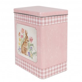 26Y5508 Tin Storage Box 21x15x25 / 18x13x22 cm Blue Pink Metal Rabbit