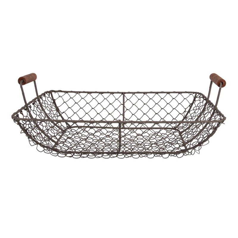 6Y5526 Storage Basket 32x26x12 cm Brown Iron Rectangle Kitchen Baskets